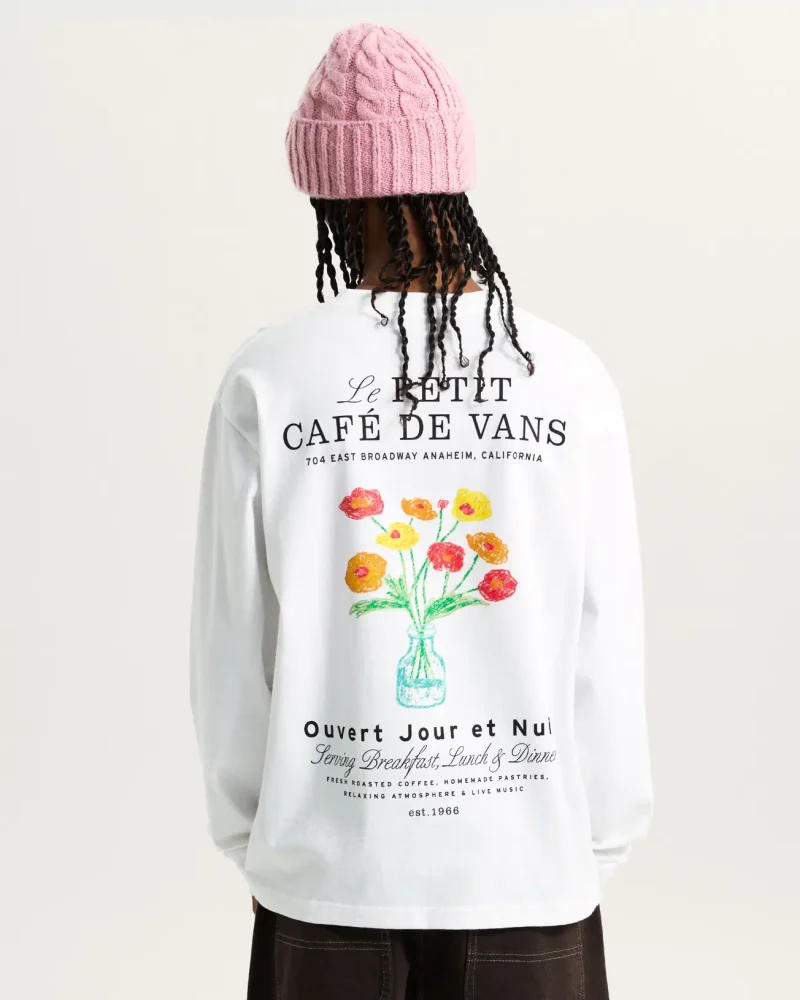 VANS - טי שירט ארוכה Café Vans – V00PC2WHT – white – 3