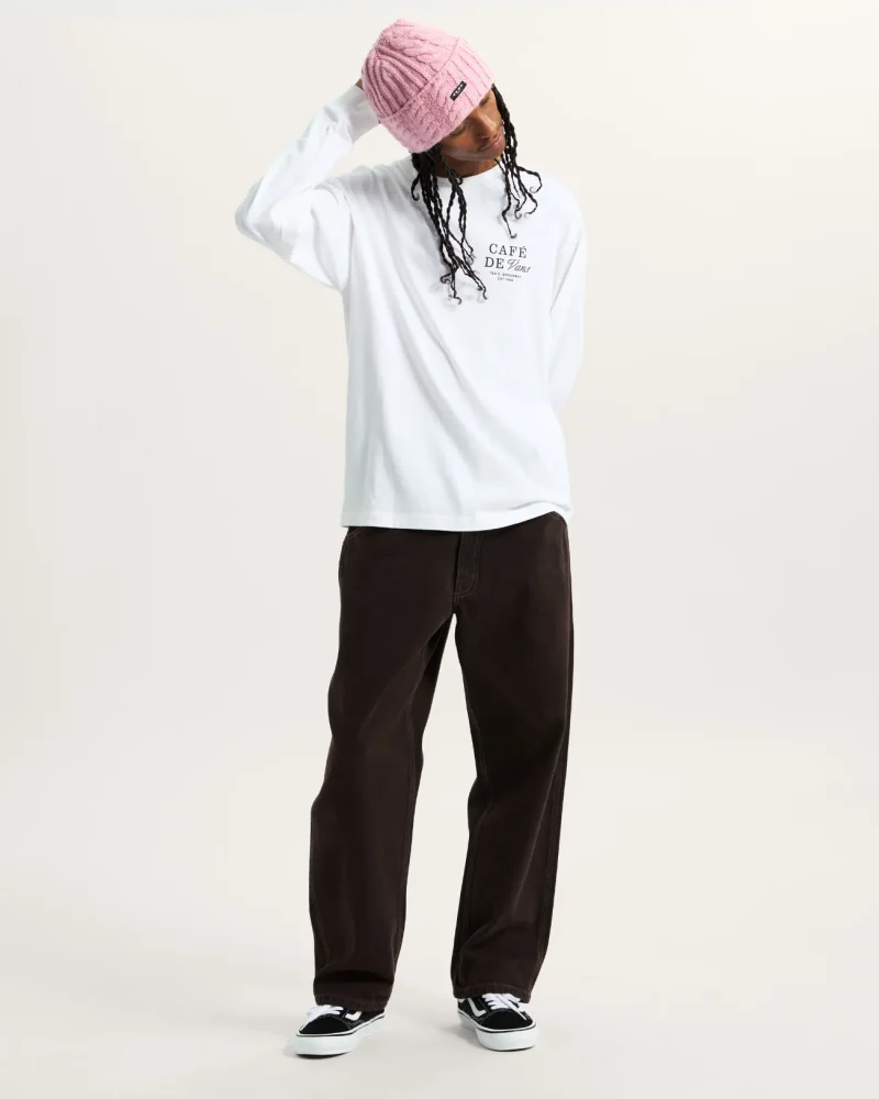 VANS - טי שירט ארוכה Café Vans – V00PC2WHT – white – 6