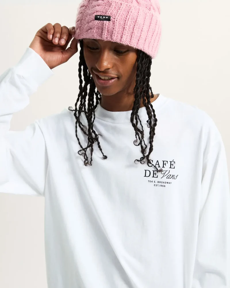 VANS - טי שירט ארוכה Café Vans – V00PC2WHT – white – 7