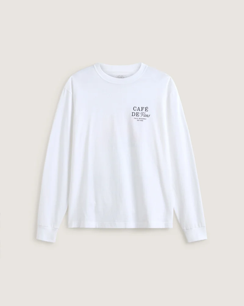 VANS - טי שירט ארוכה Café Vans – V00PC2WHT – white – 1