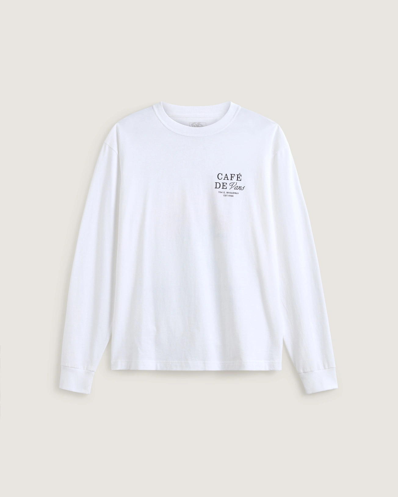 VANS - טי שירט ארוכה Café Vans – V00PC2WHT – white – 1