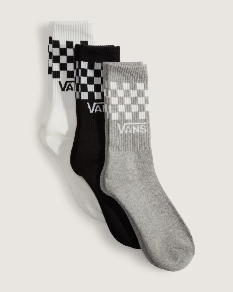 VANS - מארז 3 גרביים Classic Check Crew – V00QBUY28 – black-white – 1