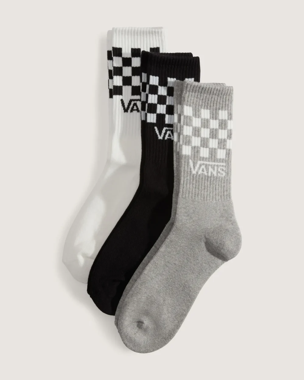 VANS - מארז 3 גרביים Classic Check Crew – V00QBUY28 – black-white – 1