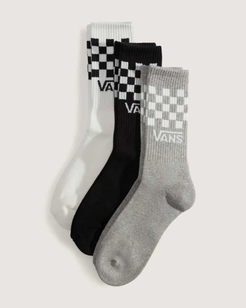 VANS - מארז 3 גרביים Classic Check Crew – V00QBUY28 – black-white – 1