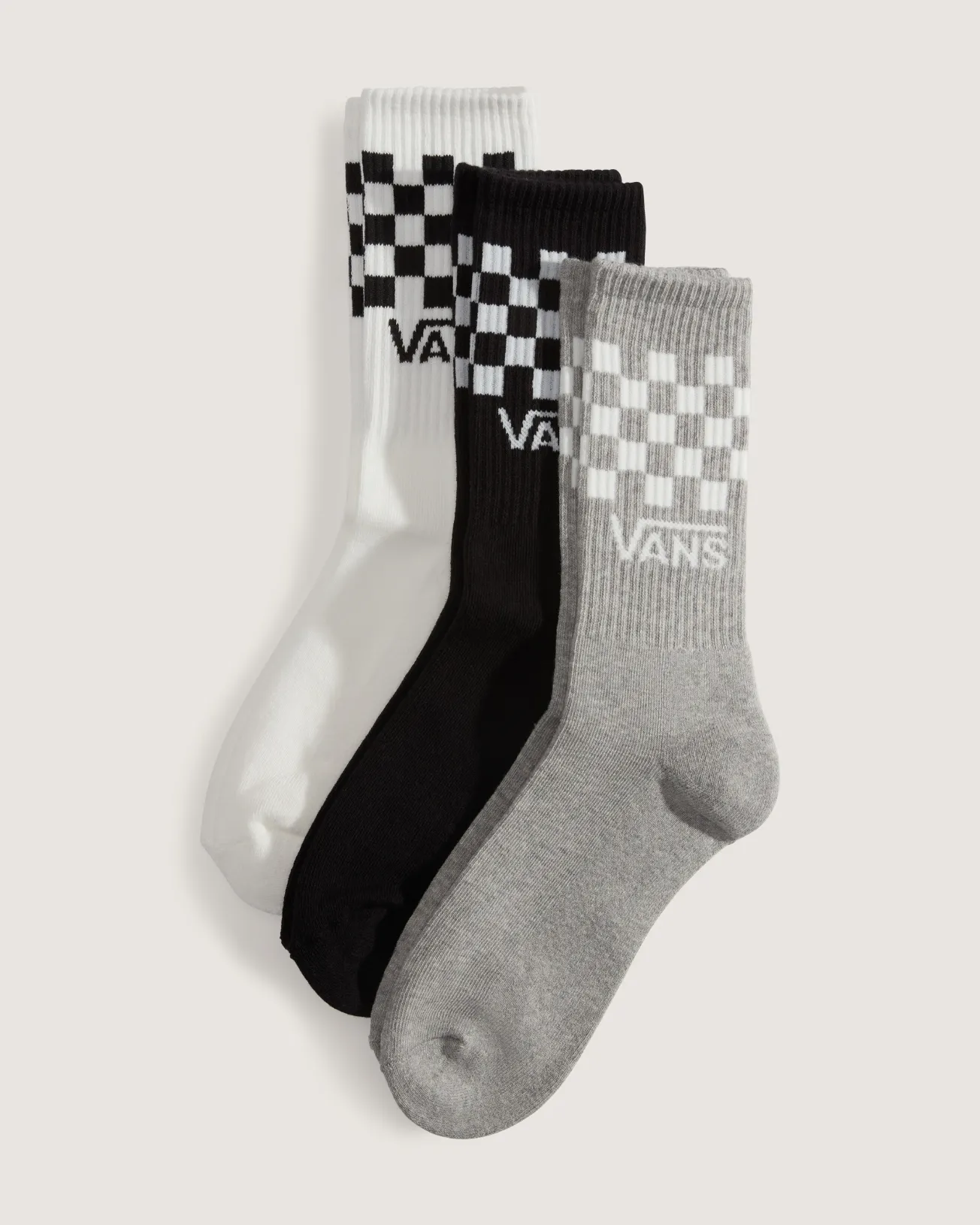 VANS - מארז 3 גרביים Classic Check Crew – V00QBUY28 – black-white – 1