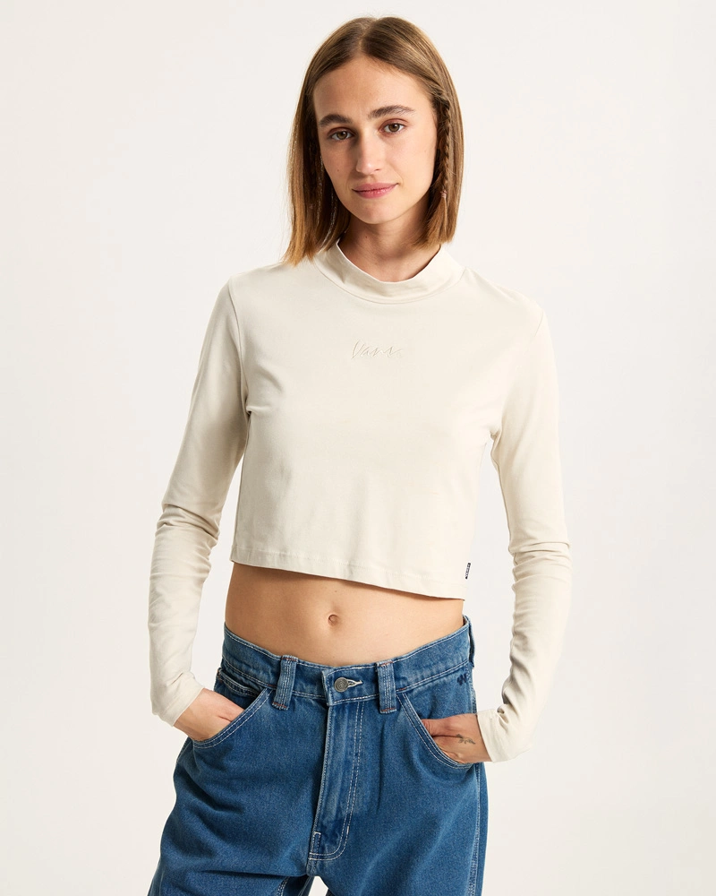 VANS - טי שירט ארוכה Script Mini Mock – V00R742N1 – oatmeal – 2