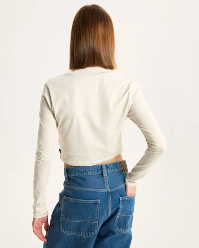 VANS - טי שירט ארוכה Script Mini Mock – V00R742N1 – oatmeal – 3