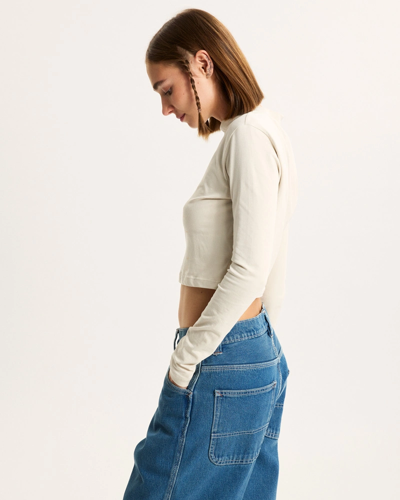 VANS - טי שירט ארוכה Script Mini Mock – V00R742N1 – oatmeal – 4