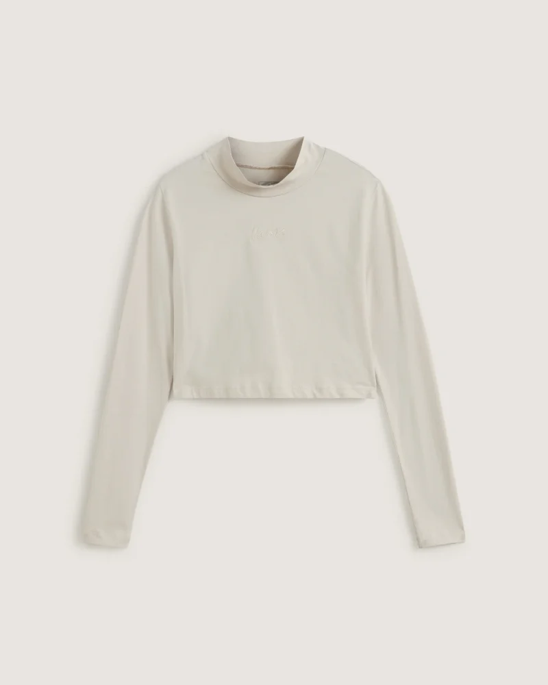 VANS - טי שירט ארוכה Script Mini Mock – V00R742N1 – oatmeal – 1