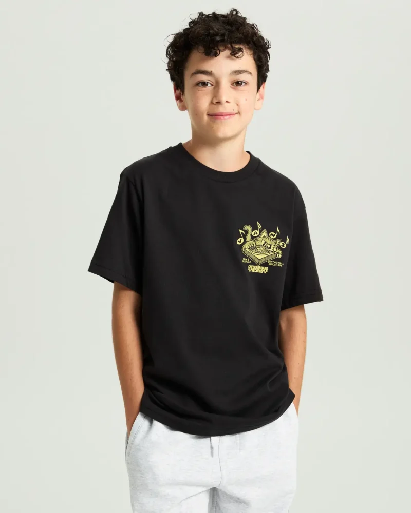 VANS - טי שירט נוער By Scratched Records – V00RCGBLK – black – 2