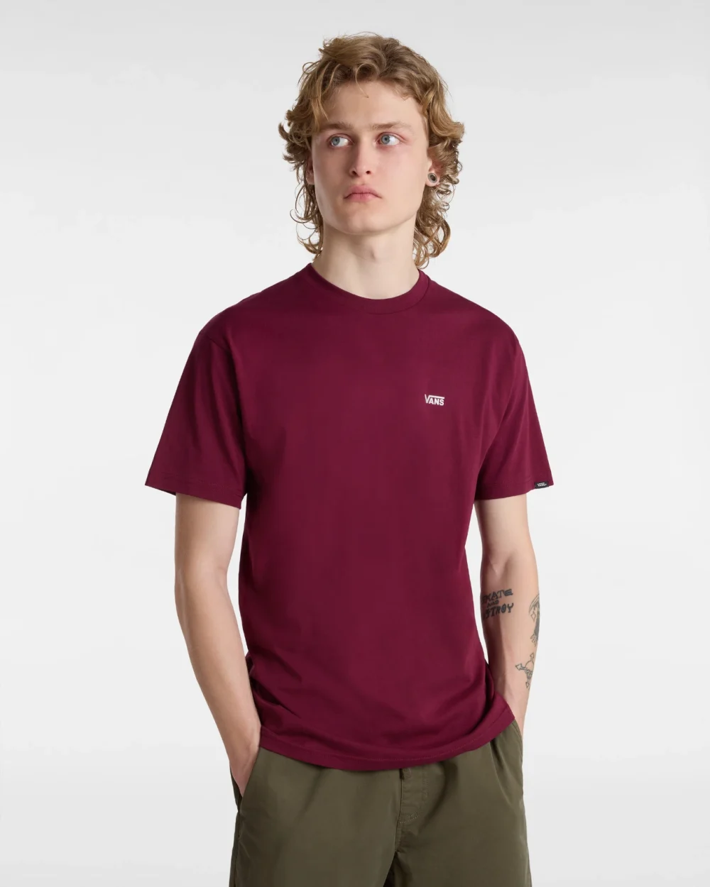VANS - טי שירט Left Chest Logo – VA3CZEBRG – burgundy – 3