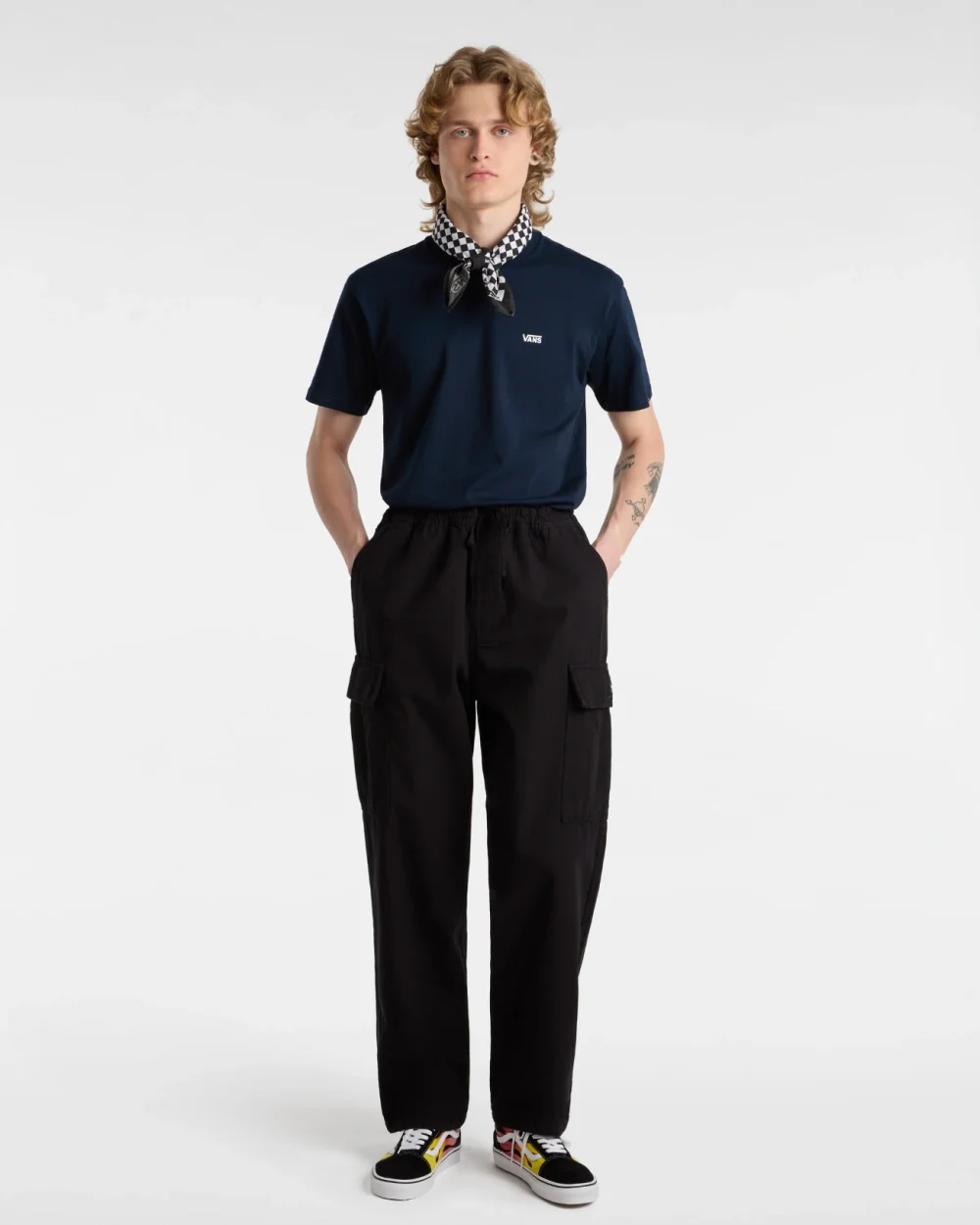 VANS - טי שירט Left Chest Logo – VA3CZENAV – navy-white – 2