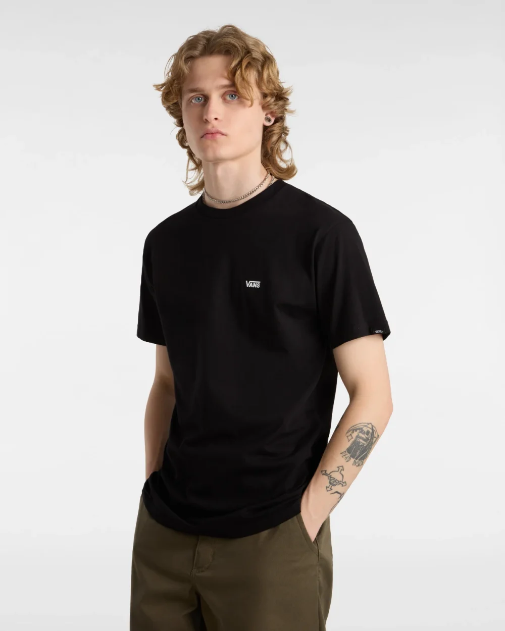VANS - טי שירט Left Chest Logo – VA3CZEY28 – black-white – 4