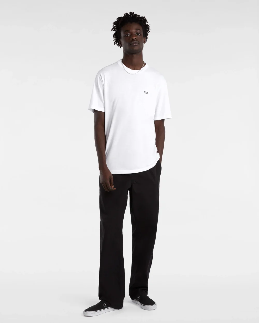 VANS - טי שירט Left Chest Logo – VA3CZEYB2 – white-black – 4