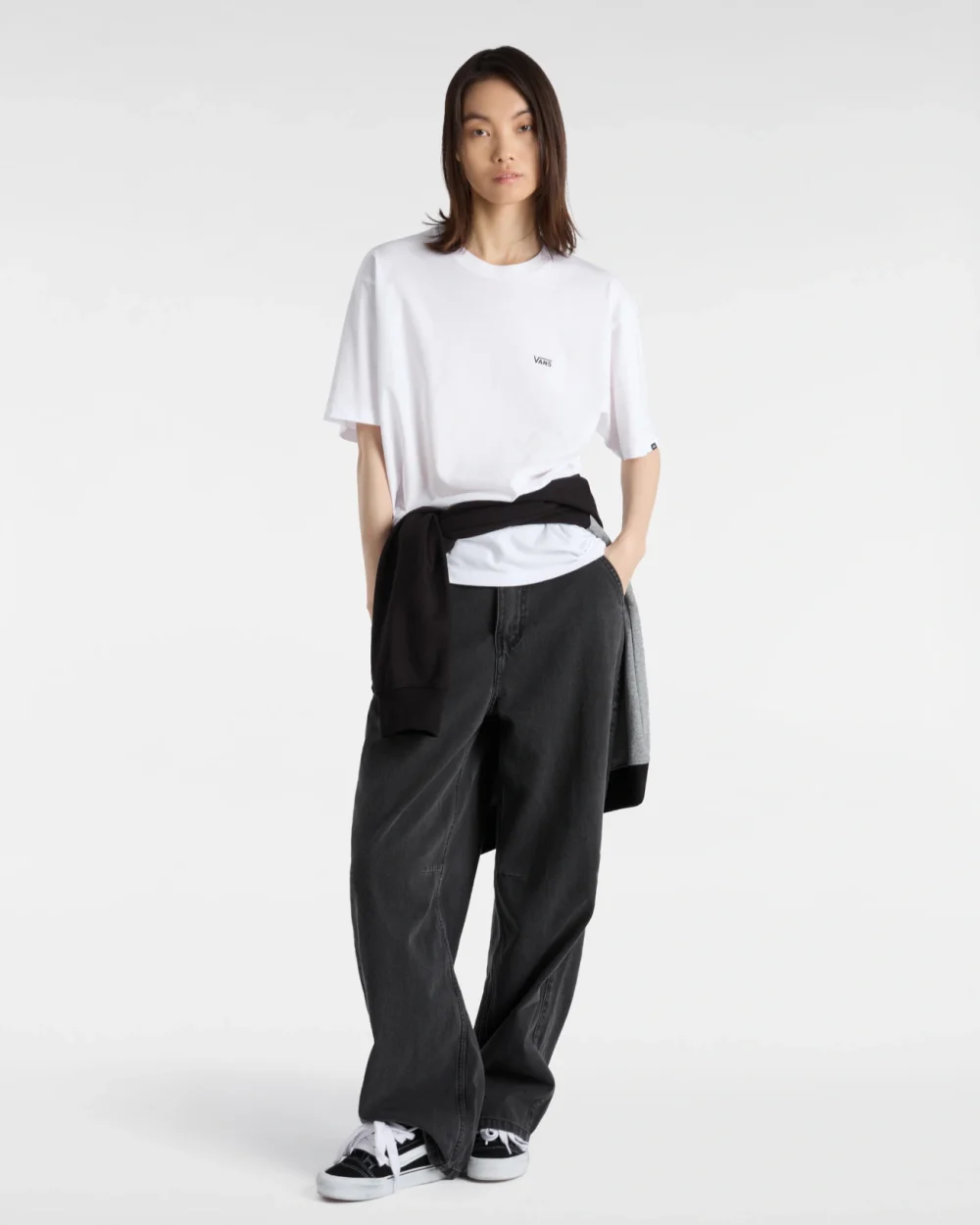 VANS - טי שירט Left Chest Logo – VA3CZEYB2 – white-black – 8