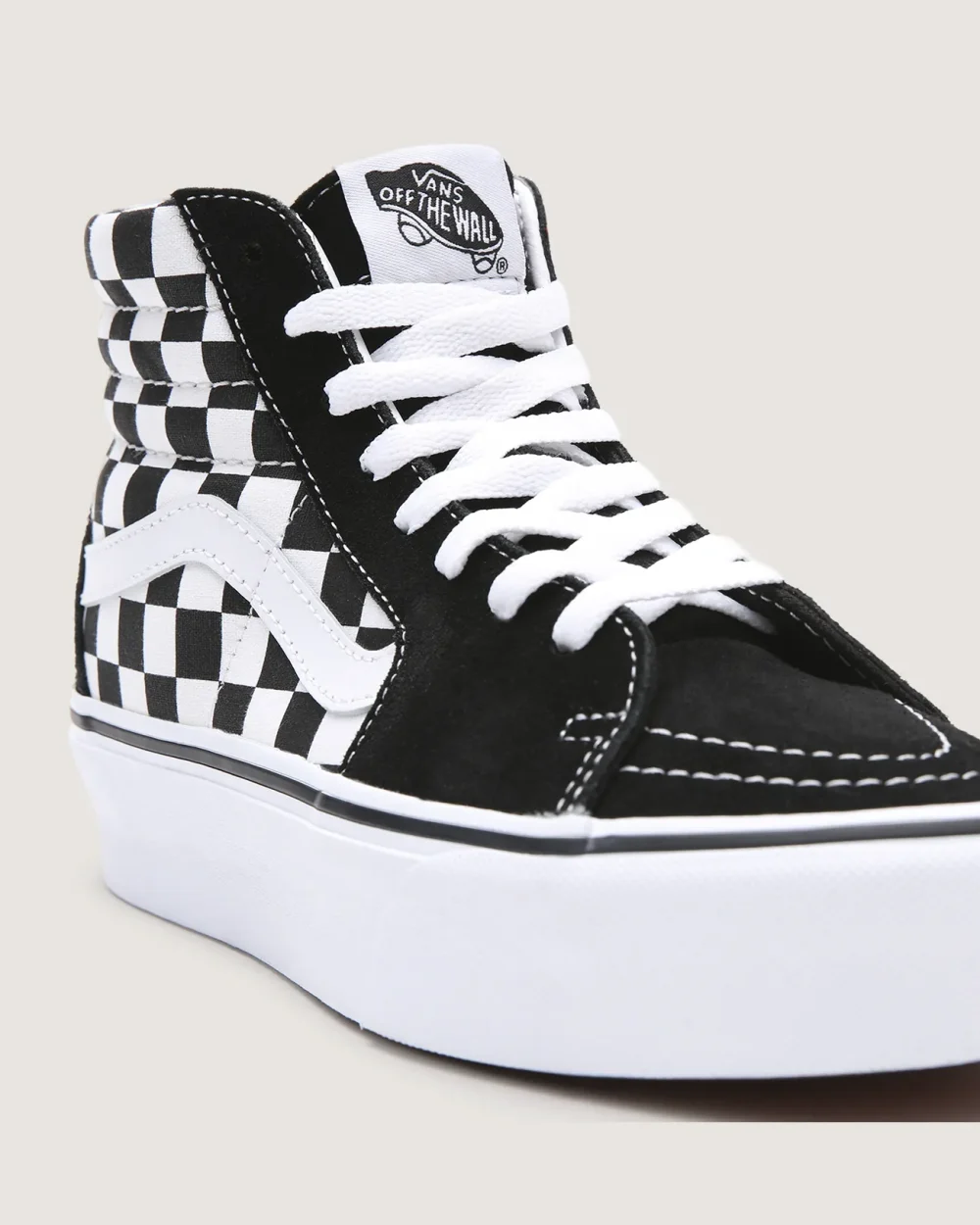 VANS - נעלי פלטפורמה Sk8-Hi Platform 2.0 – VA3TKNQXH – checkerboard-true-white – 7