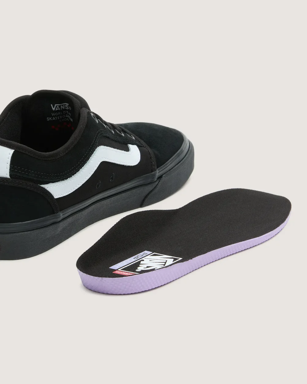 VANS - נעלי סקייט Chukka Low Sidestripe – VA5KQZB8C – black-black-white – 8