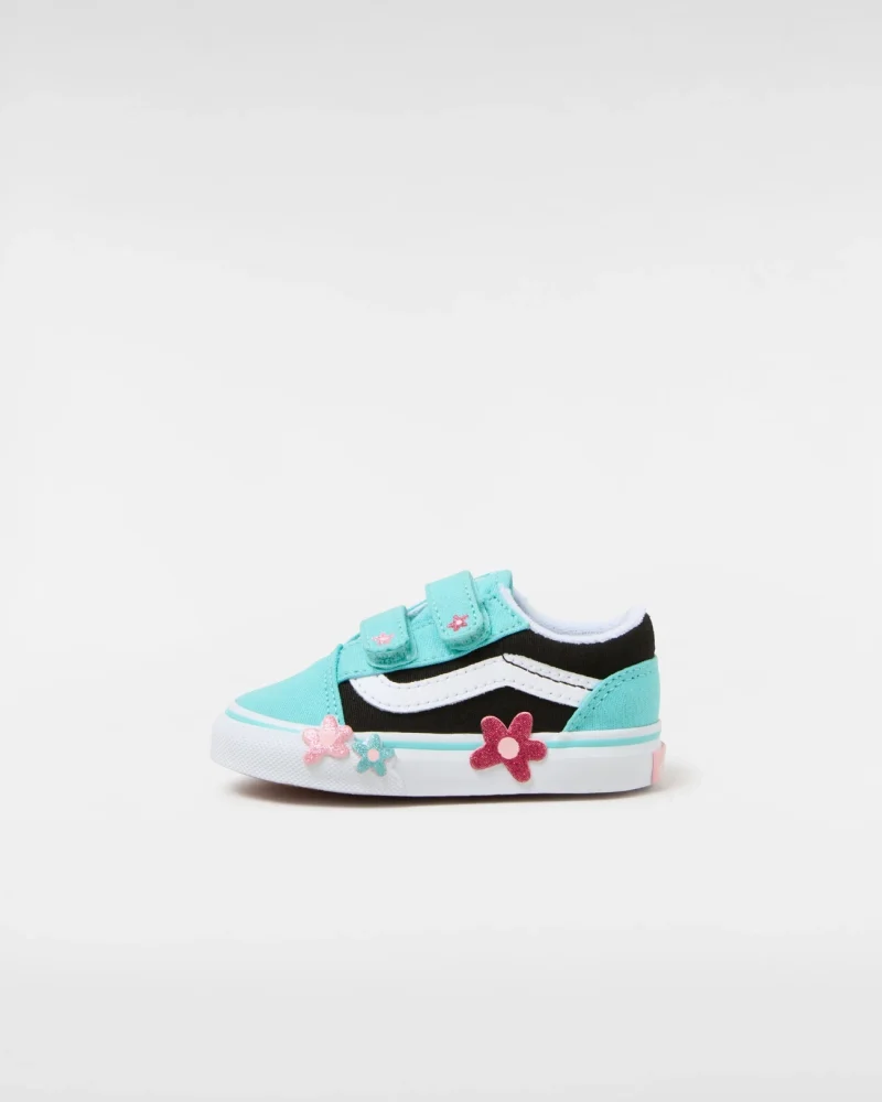 VANS - נעלי תינוקות Old Skool Hook And Loop – V00CPV6GL – glitter-flower-power-multi-true-white – 1
