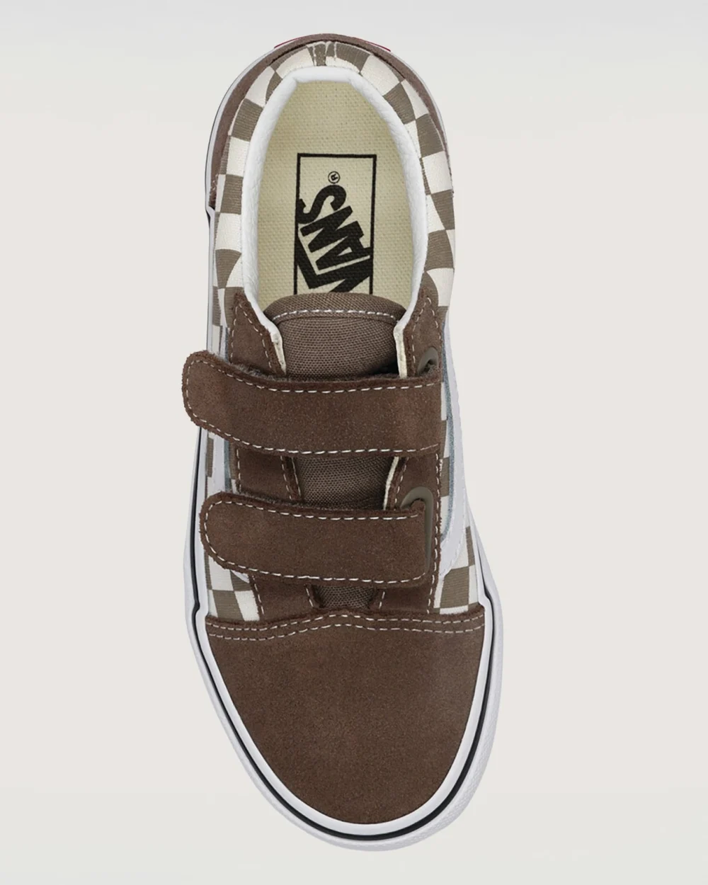 VANS - סניקרס ילדים Old Skool V – V00CYA1NU – color-theory-checkerboard-walnut – 1