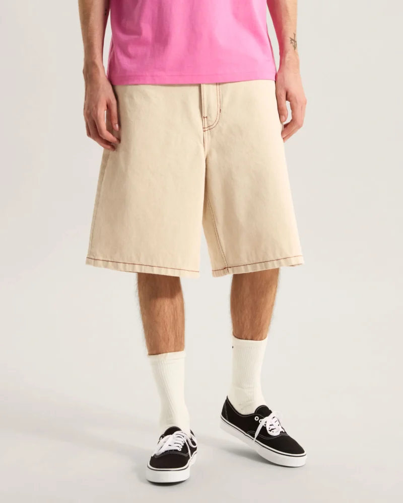 VANS - מכנס ג'ינס קצר Check-5 Baggy – V00C9VGCF – natural-seed – 2