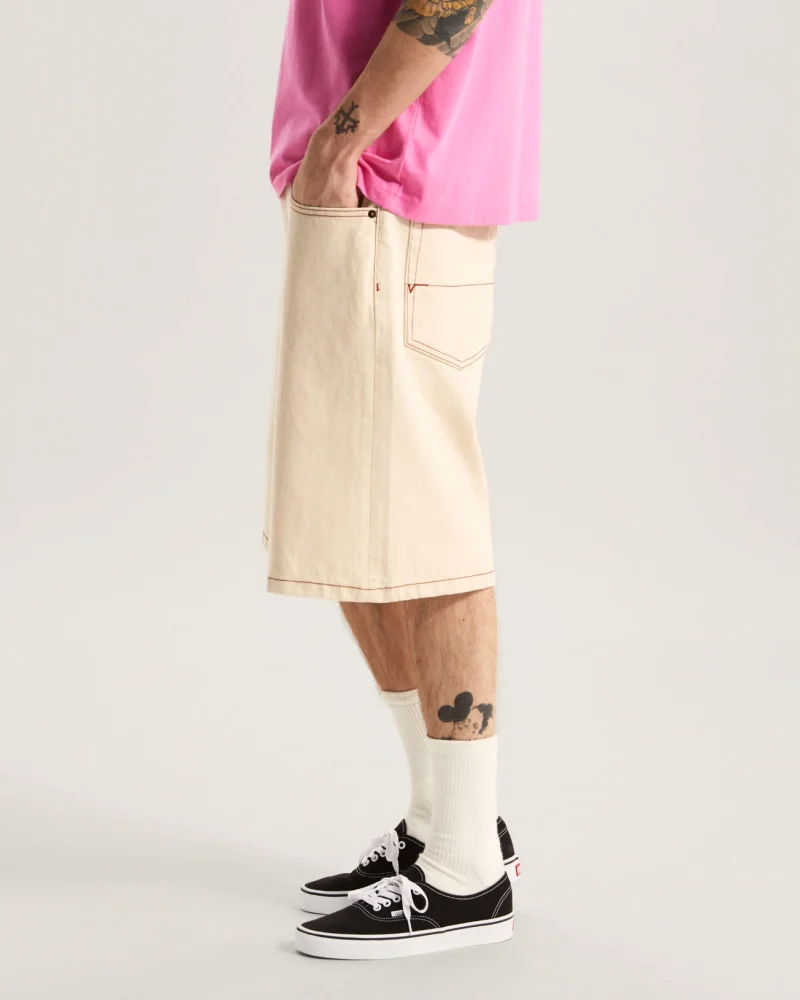 VANS - מכנס ג'ינס קצר Check-5 Baggy – V00C9VGCF – natural-seed – 4
