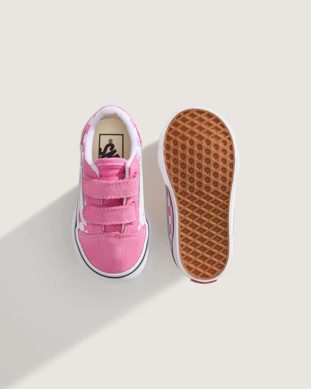 VANS - נעלי סניקרס לתינוקות Old Skool V  (1-4 שנים) – V00CTGFRQ – checkerboard-pink-fizz – 2