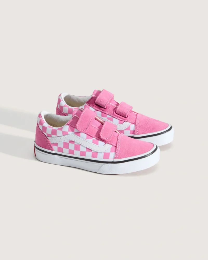 VANS - נעלי סניקרס לילדים Old Skool V  (4-8 שנים) – V00CYDFRQ – checkerboard-pink-fizz – 1