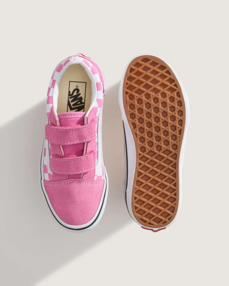 VANS - נעלי סניקרס לילדים Old Skool V  (4-8 שנים) – V00CYDFRQ – checkerboard-pink-fizz – 2