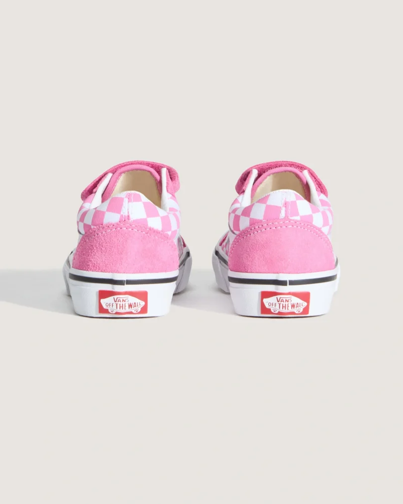 VANS - נעלי סניקרס לילדים Old Skool V  (4-8 שנים) – V00CYDFRQ – checkerboard-pink-fizz – 3