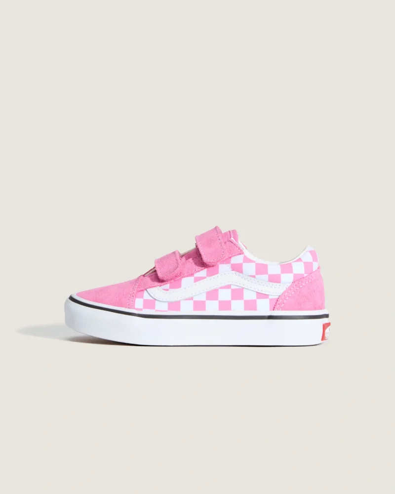 VANS - נעלי סניקרס לילדים Old Skool V  (4-8 שנים) – V00CYDFRQ – checkerboard-pink-fizz – 1