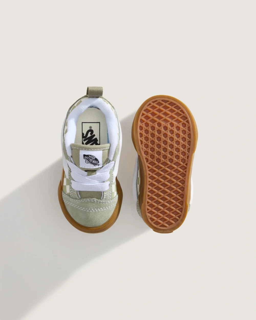 VANS - נעלי סניקרס לילדים Knu Skool Elastic Lace – V00D0KFSG – gum-check-soft-sage – 2