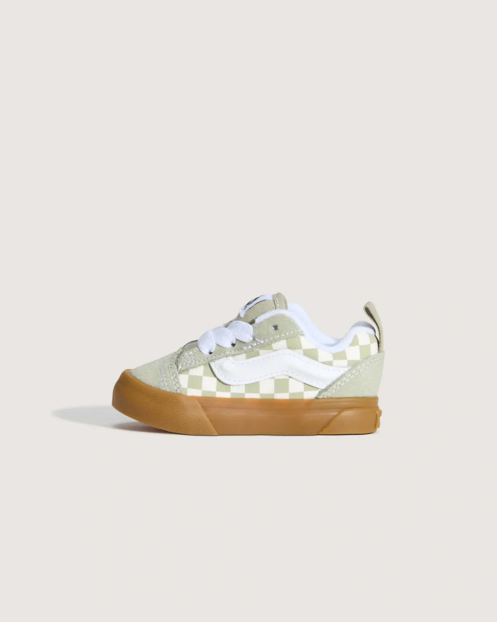 VANS - נעלי סניקרס לילדים Knu Skool Elastic Lace – V00D0KFSG – gum-check-soft-sage – 1