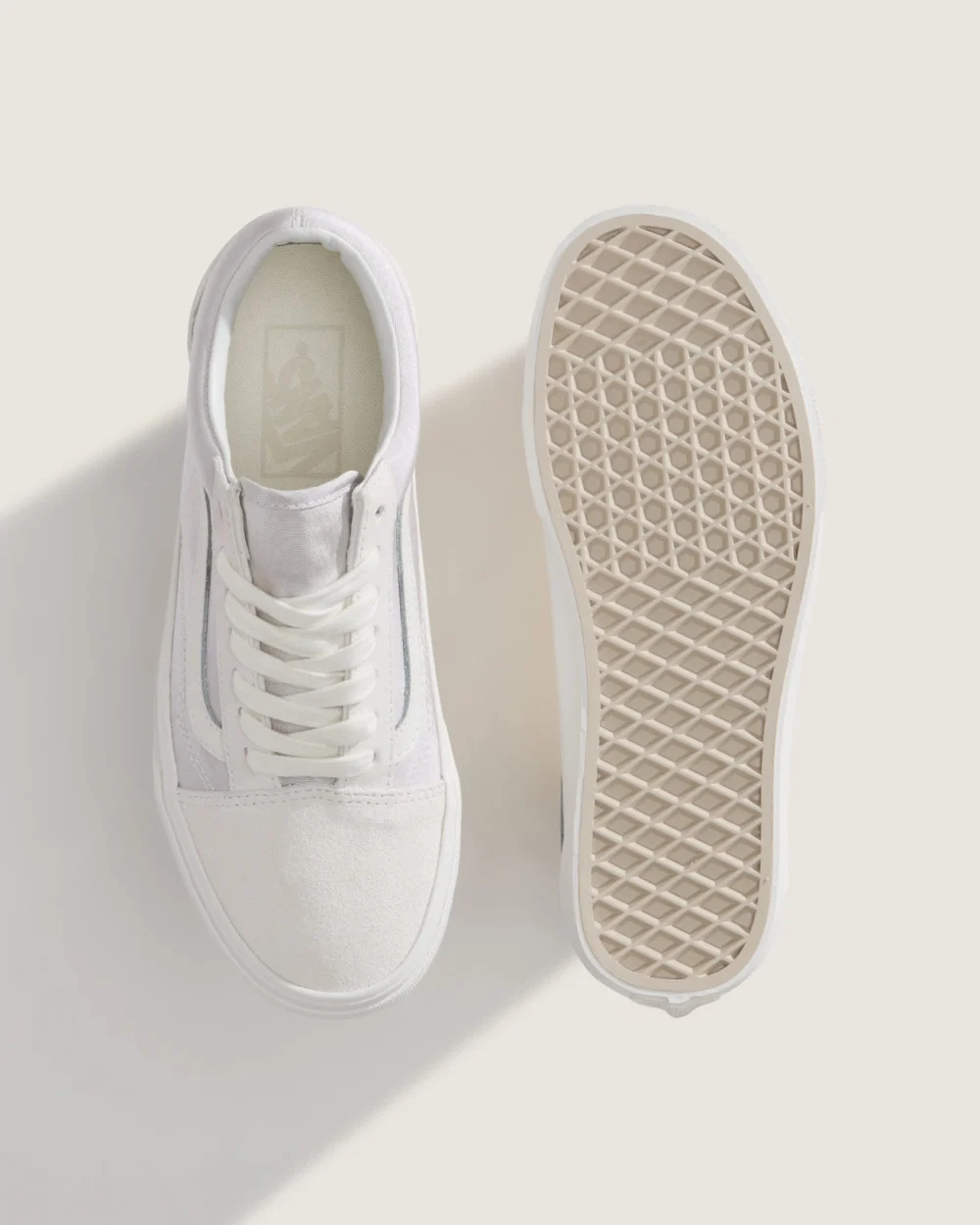 VANS - נעלי סניקרס Old Skool – V00D6WJVY – satin-moire-blanc-de-blanc – 2