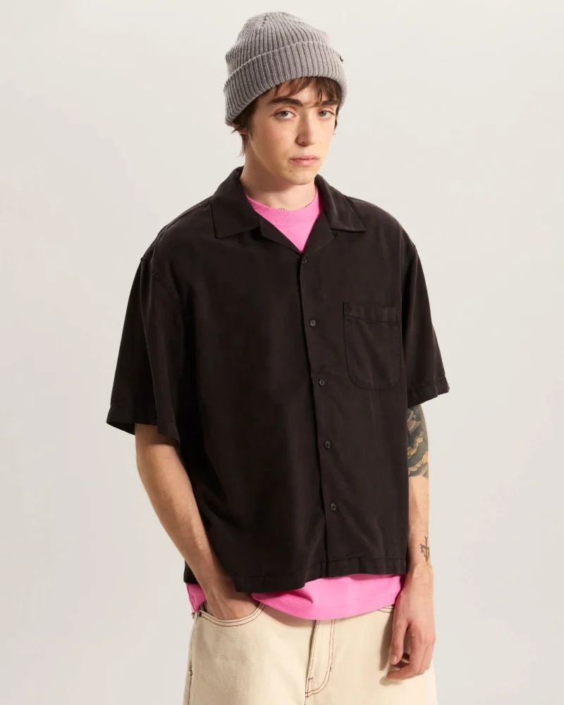 VANS - חולצה מכופתרת קצרה Van Doren Tencel Check Camp – V00TA4BLK – black – 2