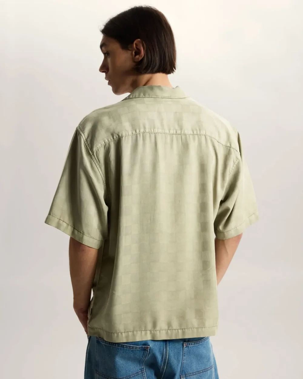VANS - חולצה מכופתרת קצרה Van Doren Tencel Check Camp – V00TA4FSG – soft-sage – 3