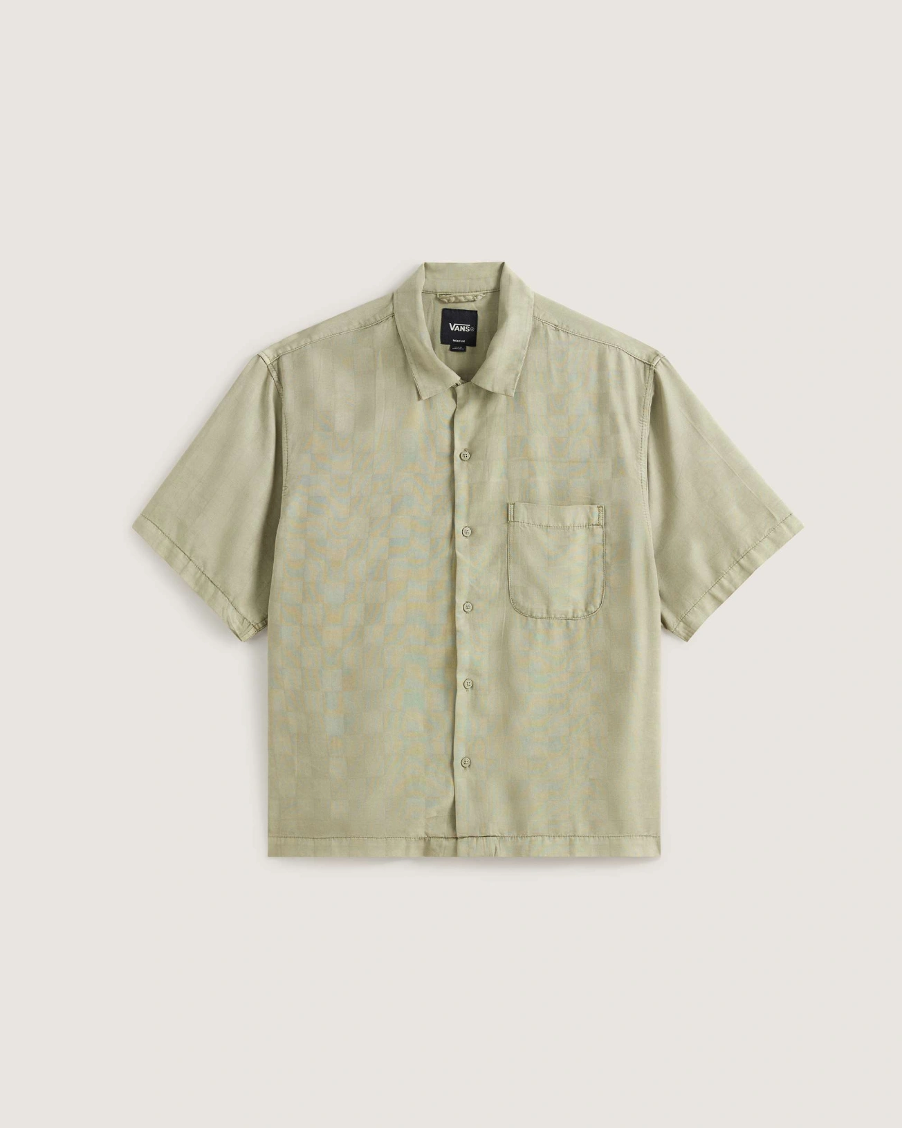 VANS - חולצה מכופתרת קצרה Van Doren Tencel Check Camp – V00TA4FSG – soft-sage – 1