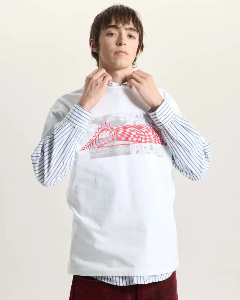 VANS - חולצת טי קצרה Wave Check – V00TQEWHT – white – 2