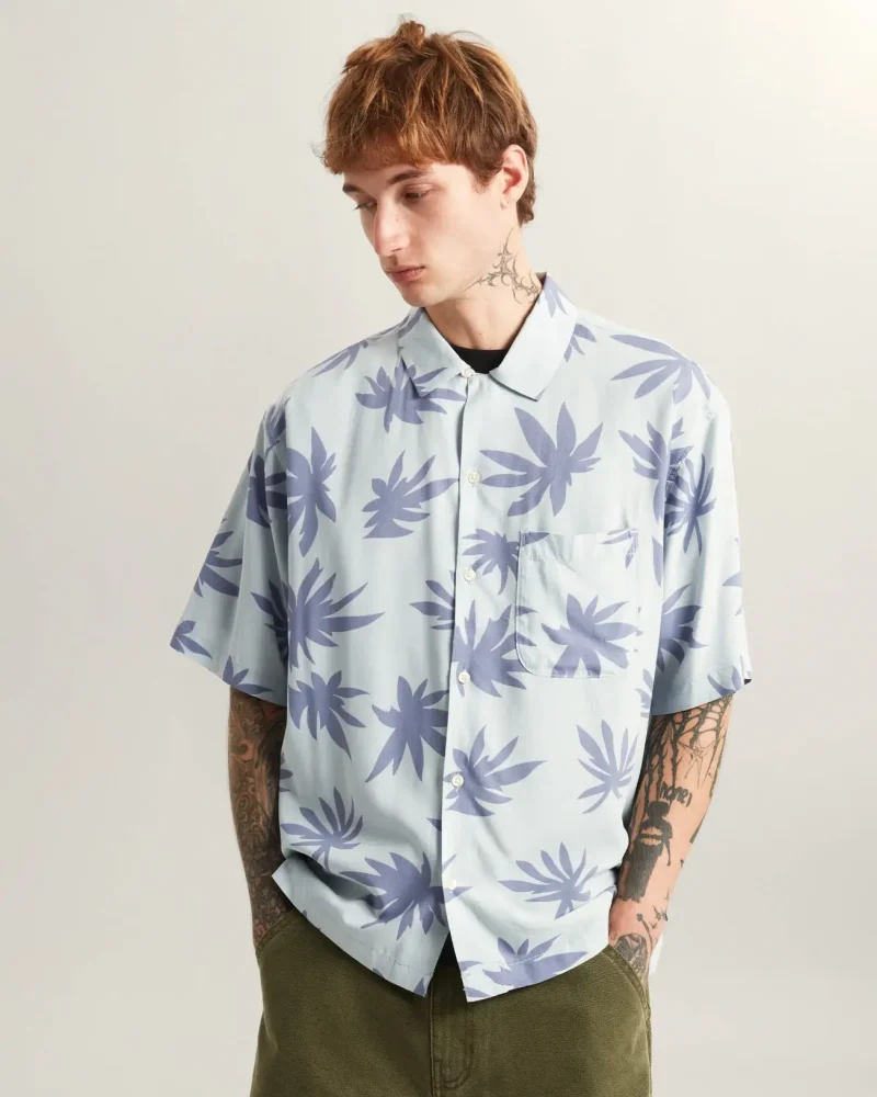 VANS - חולצה מכופתרת קצרה VAN DOREN PRINTED CAMP – V00VTKFOA – dawn-mist – 2