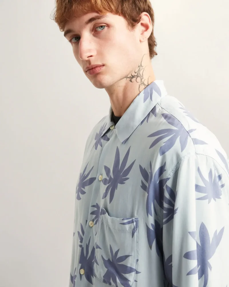 VANS - חולצה מכופתרת קצרה VAN DOREN PRINTED CAMP – V00VTKFOA – dawn-mist – 5
