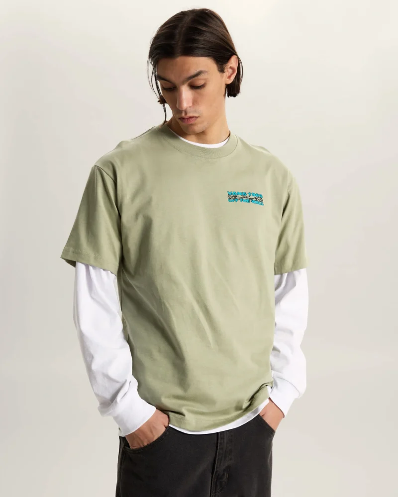VANS - חולצת טי קצרה BARB PLATE – V00VXGFSG – soft-sage – 2