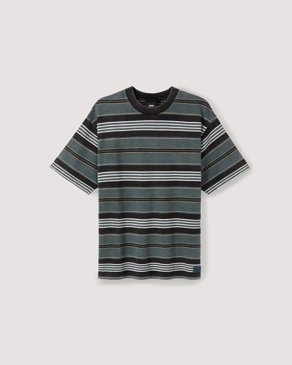 VANS - טי שירט קצרה LX Pique Stripe – V00T6BFRJ – mystic-moss – 1