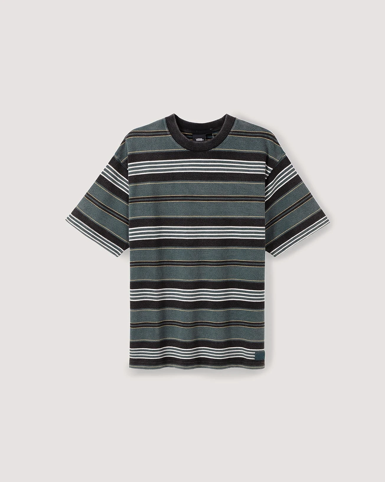 VANS - טי שירט קצרה LX Pique Stripe – V00T6BFRJ – mystic-moss – 1