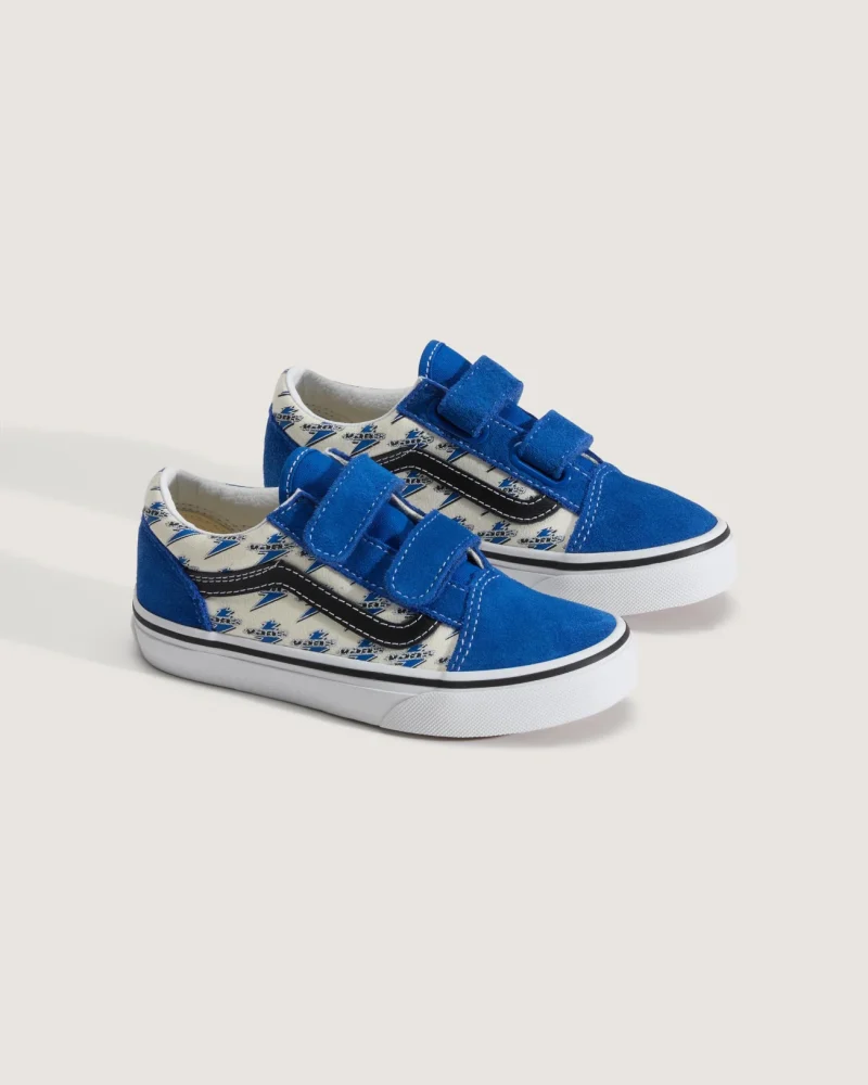 VANS - נעלי סניקרס לילדים Old Skool V ( גיל 4-8) – V00CYA0FG – vans-lightning-classic-blue-true-white – 1