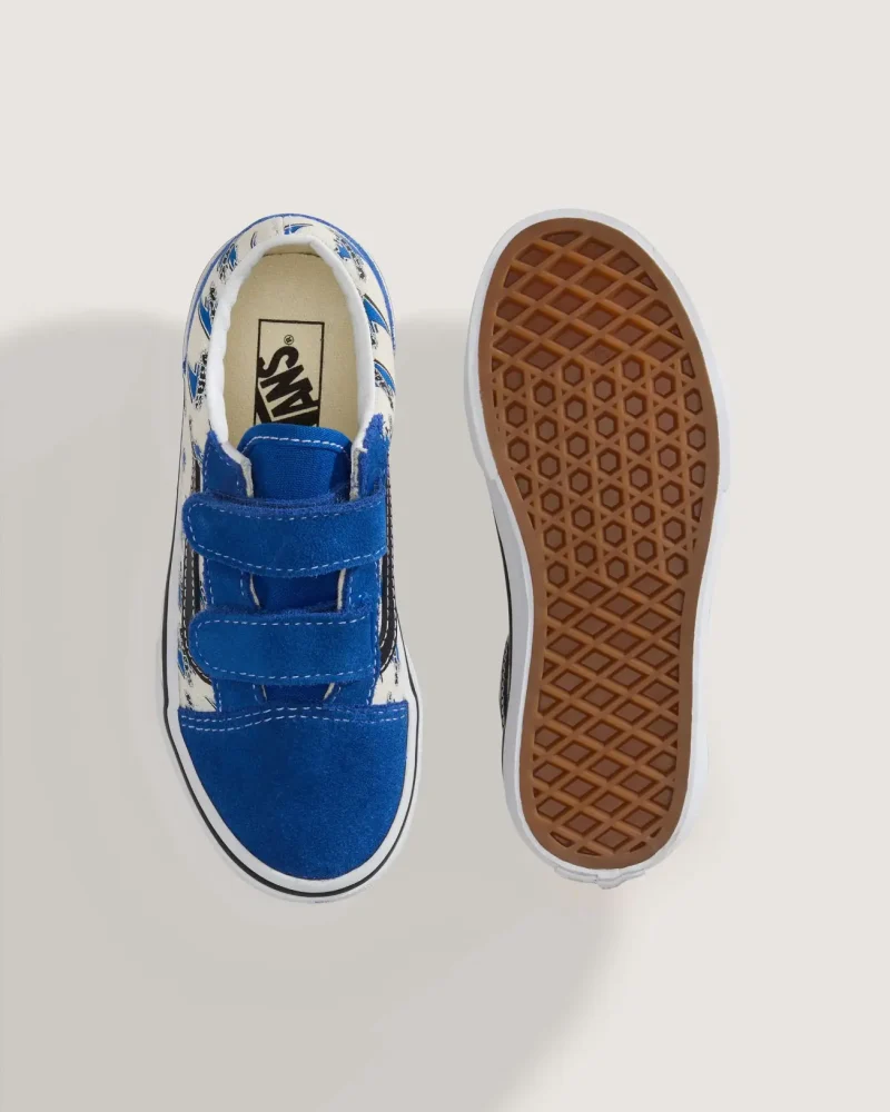 VANS - נעלי סניקרס לילדים Old Skool V ( גיל 4-8) – V00CYA0FG – vans-lightning-classic-blue-true-white – 2