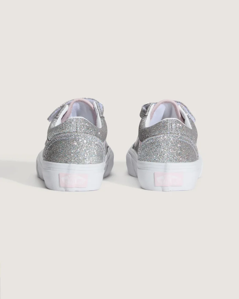 VANS - נעלי סניקרס לילדים Old Skool V (גיל 4-8 ) – V00CYAHN3 – glitter-silver-pale-petal – 3