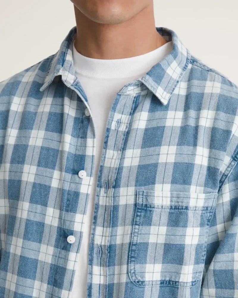 VANS - חולצה מכופתרת ארוכה Lawson Vintage Indigo – V00U56HEC – bleach-indigo – 4