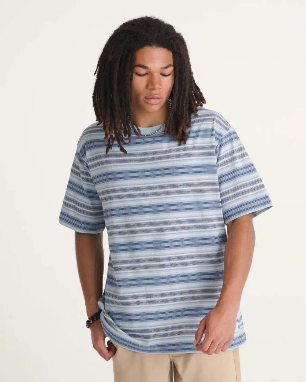 VANS - חולצת טי קצרה Ringer Striped Knit – V00U59H90 – soft-slate – 2
