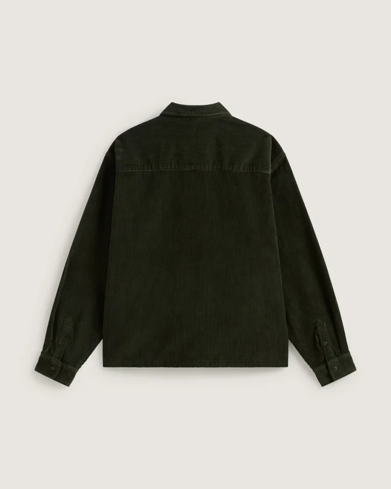 VANS - חולצה מכופתרת ארוכה Martinez Cord – V00UBQFRN – obsidian-fern – 1