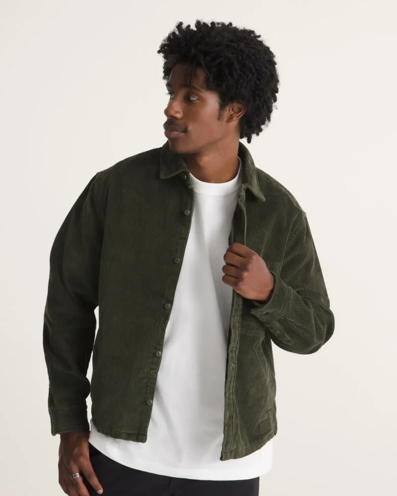 VANS - חולצה מכופתרת ארוכה Martinez Cord – V00UBQFRN – obsidian-fern – 2