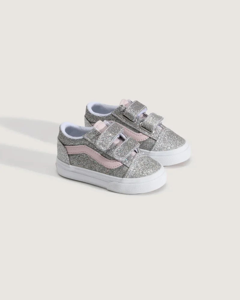 VANS - נעלי סניקרס לילדים Old Skool V (גיל 1-4) – V00VB2HN3 – glitter-silver-pale-petal – 1